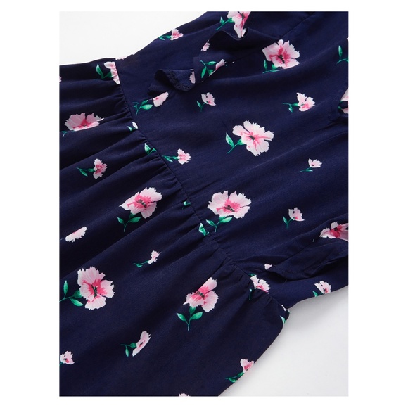 Blue Floral Ruffle Open Back Dress - Picture 5 of 5